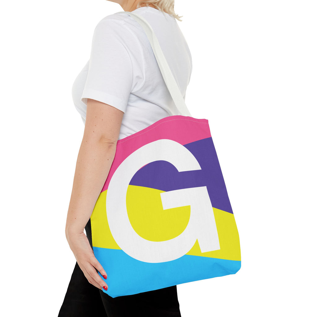 Monogram 'G' Colorblock Tote Bag — Personalized Initial G Shoulder Tote