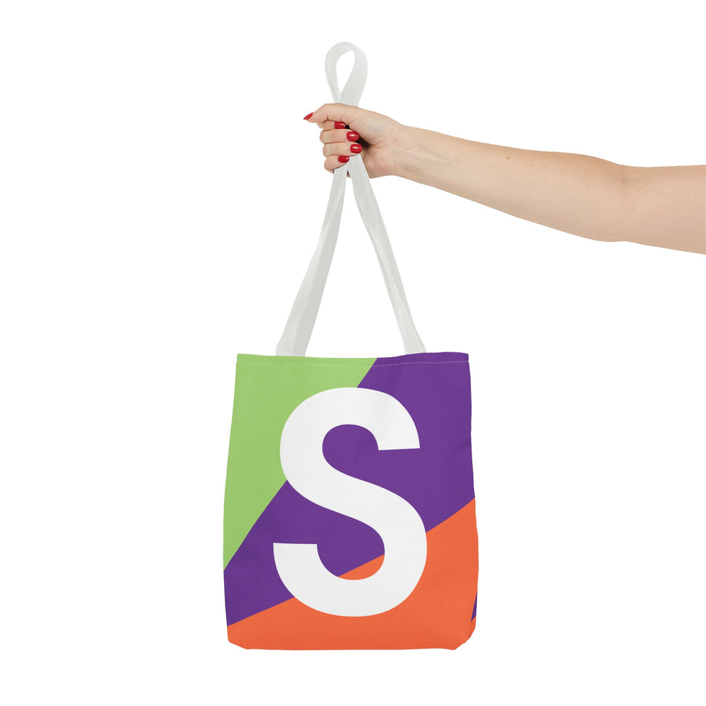 Monogram 'S' Colorblock Tote Bag — Personalized Initial S Shoulder Tote