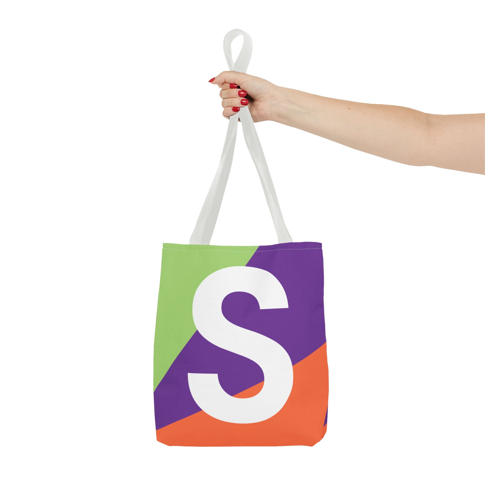Monogram 'S' Colorblock Tote Bag — Personalized Initial S Shoulder Tote