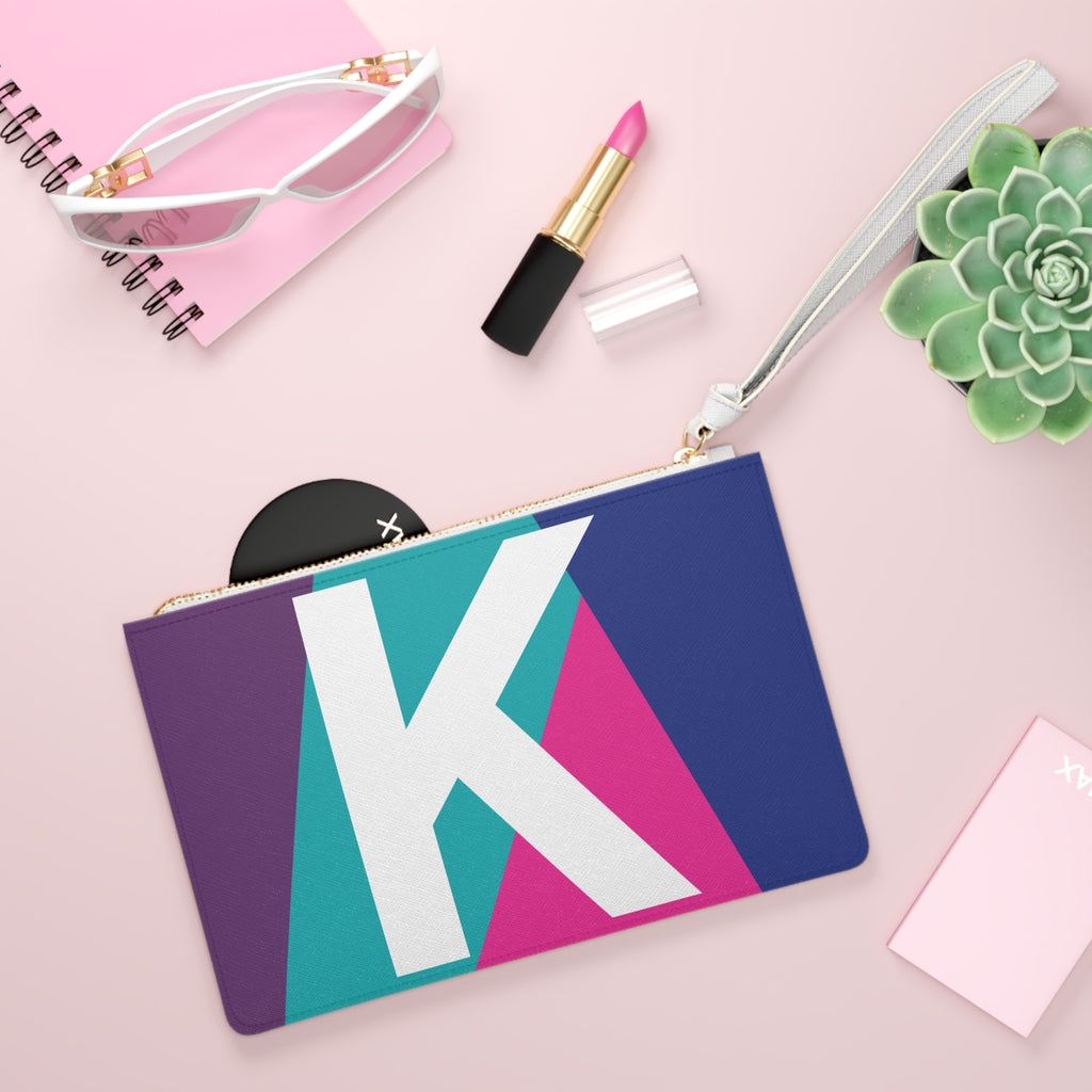 Monogram 'K' Colorblock Clutch Bag — Bold Geometric Wristlet for Everyday & Gifts