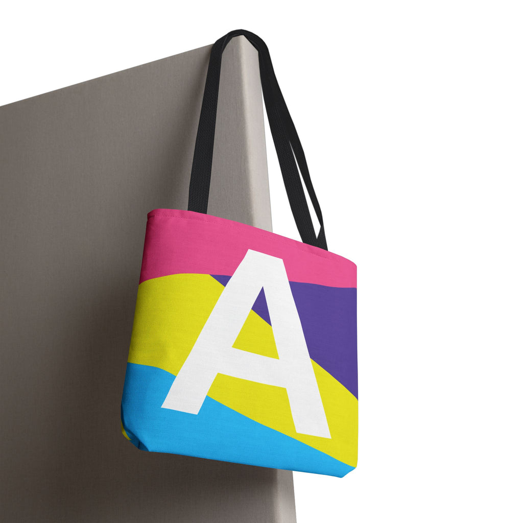 Monogram 'A' Colorblock Tote Bag — Personalized Initial A Shoulder Tote