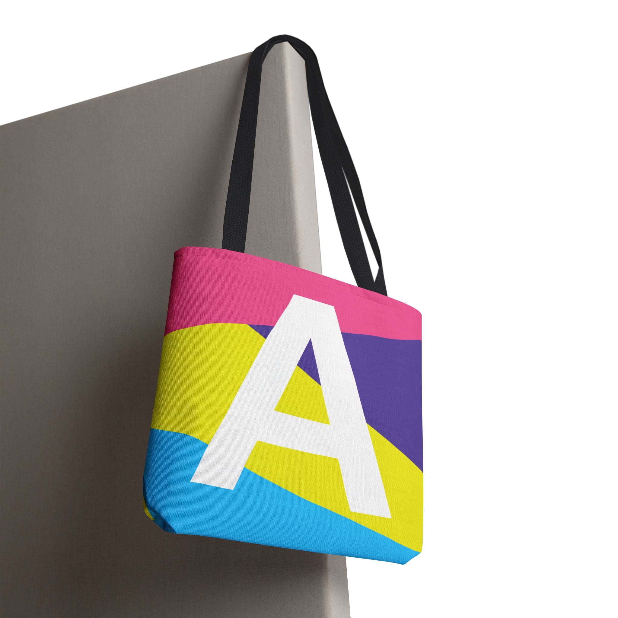 Monogram 'A' Colorblock Tote Bag — Personalized Initial A Shoulder Tote