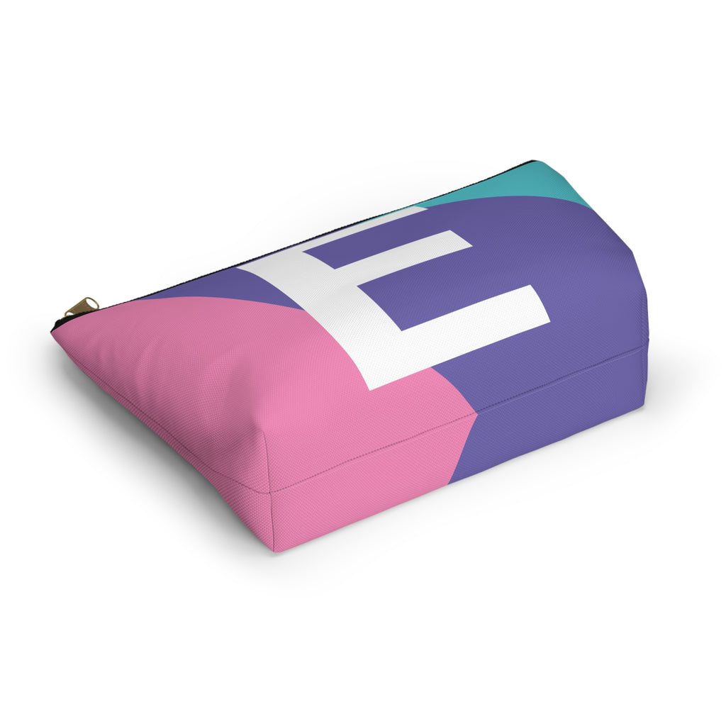 Initials Colorblock Accessory Pouch — Monogram E T-Bottom Cosmetic Bag