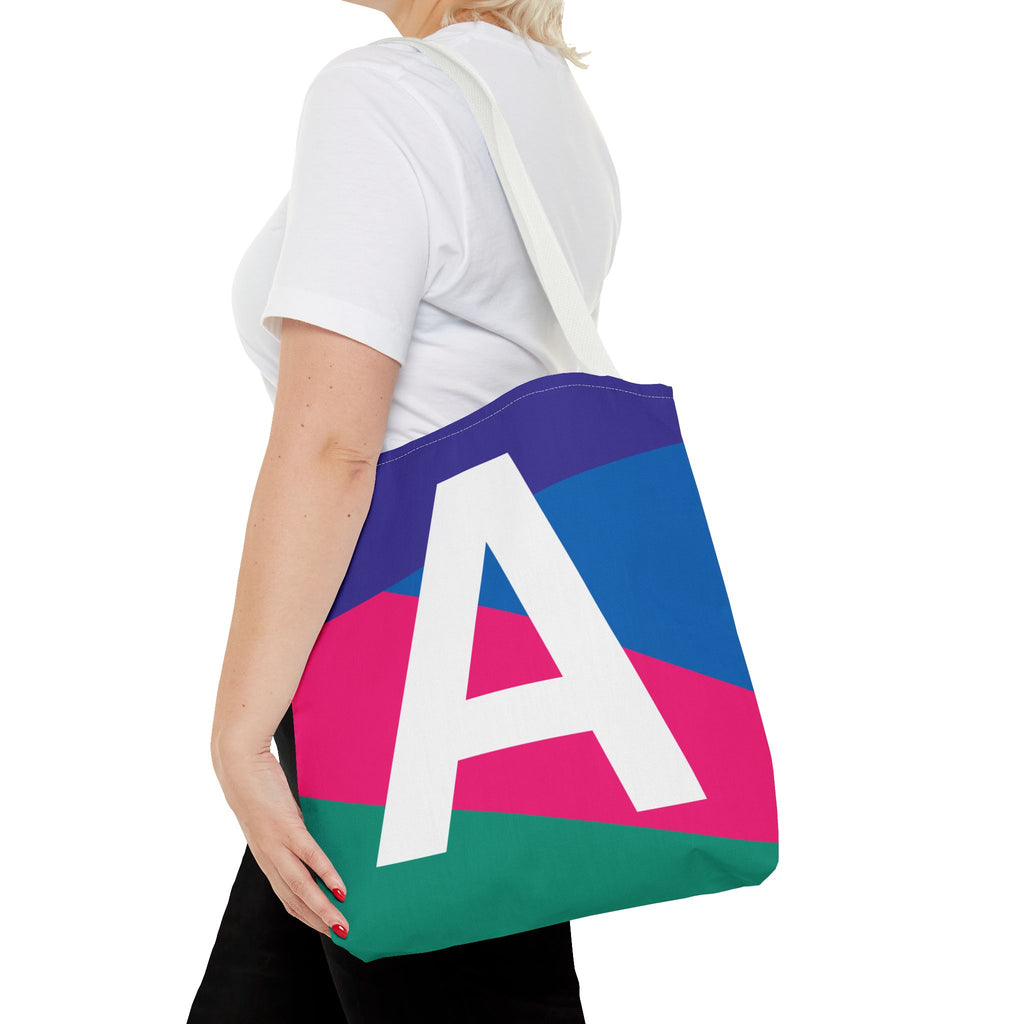 Monogram 'A' Colorblock Tote Bag — Personalized Initial A Shoulder Tote