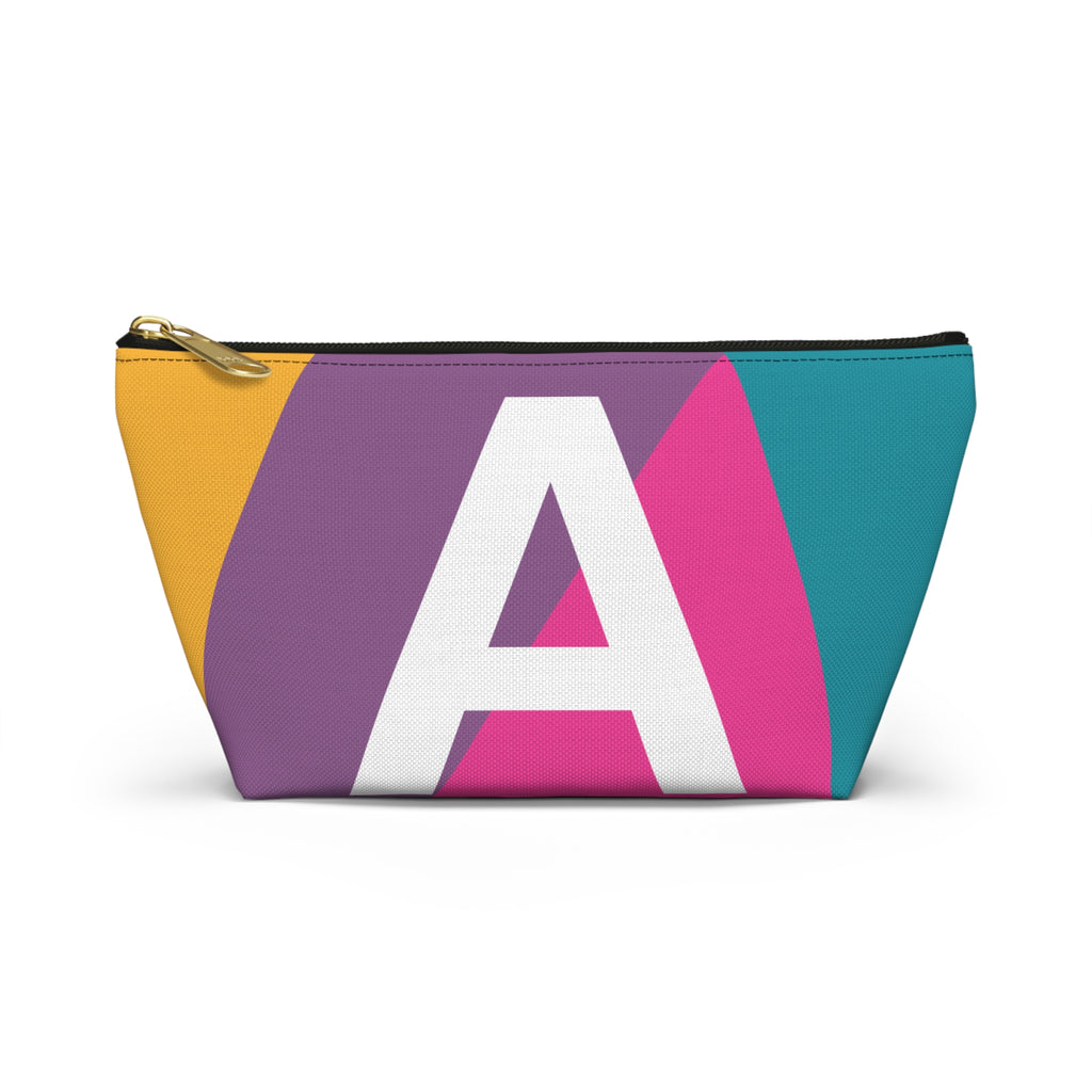 Initials Colorblock Accessory Pouch — Monogram A T-Bottom Cosmetic Bag