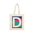 Initial D Colorblock Canvas Tote Bag — Monogram Letter D Reusable Grocery Tote