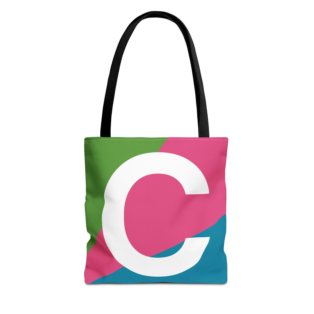 Monogram 'C' Colorblock Tote Bag — Personalized Initial C Shoulder Tote