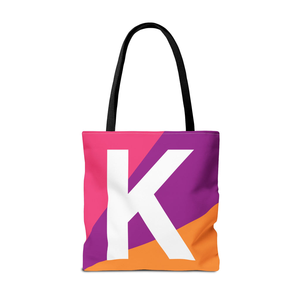 Monogram 'K' Colorblock Tote Bag — Personalized Initial K Shoulder Tote