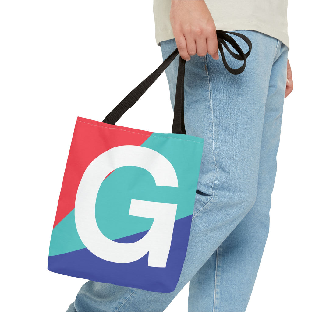 Monogram 'G' Colorblock Tote Bag — Personalized Initial G Shoulder Tote
