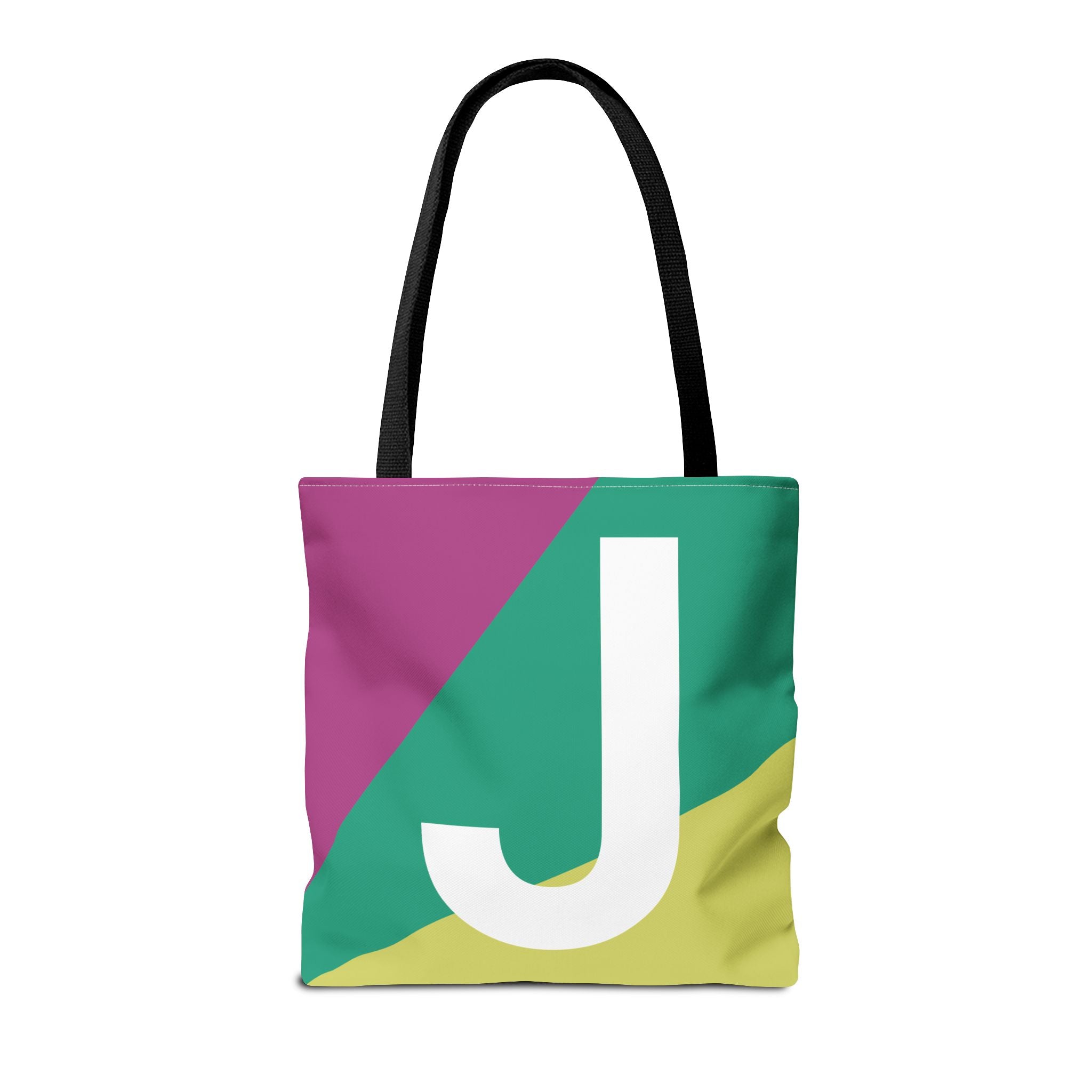 Monogram 'J' Colorblock Tote Bag — Personalized Initial J Shoulder Tote