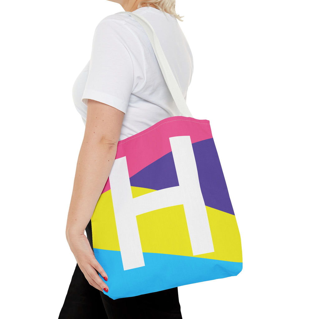 Monogram 'H' Colorblock Tote Bag — Personalized Initial H Shoulder Tote