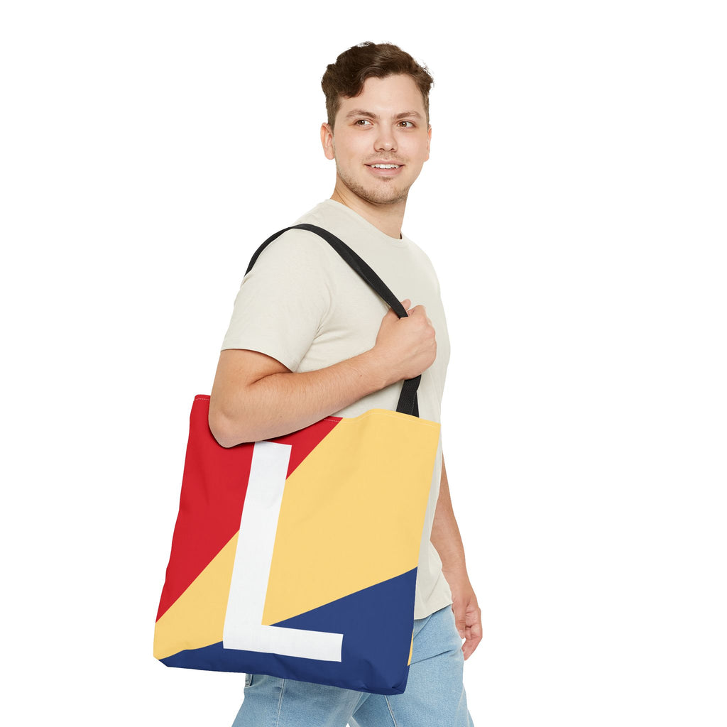 Monogram 'L' Colorblock Tote Bag — Personalized Initial L Shoulder Tote