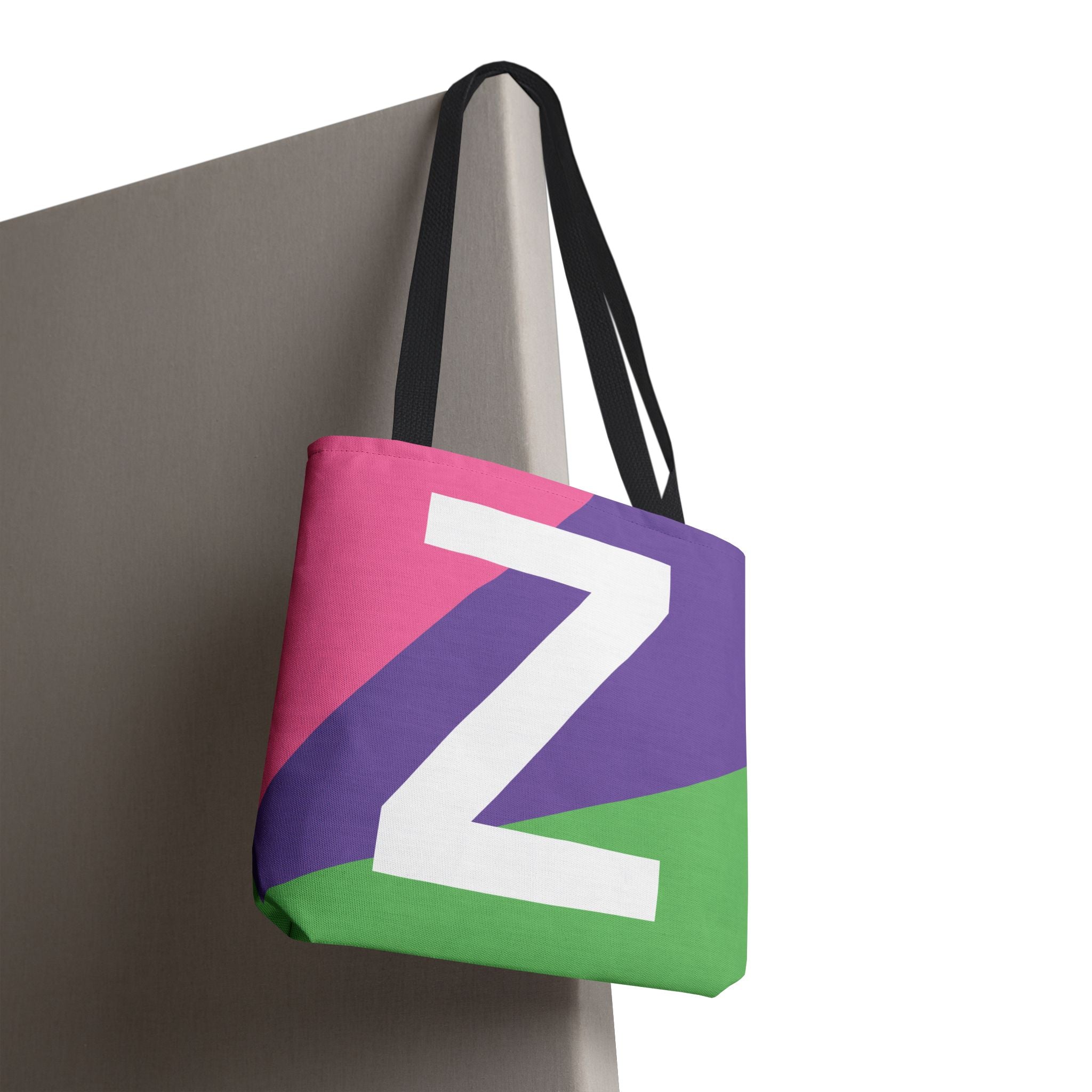 Monogram 'Z' Colorblock Tote Bag — Personalized Initial Z Shoulder Tote