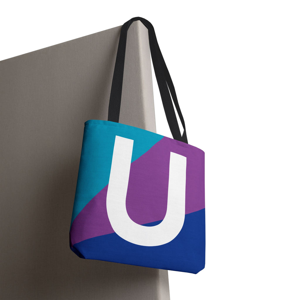 Monogram 'U' Colorblock Tote Bag — Personalized Initial U Shoulder Tote