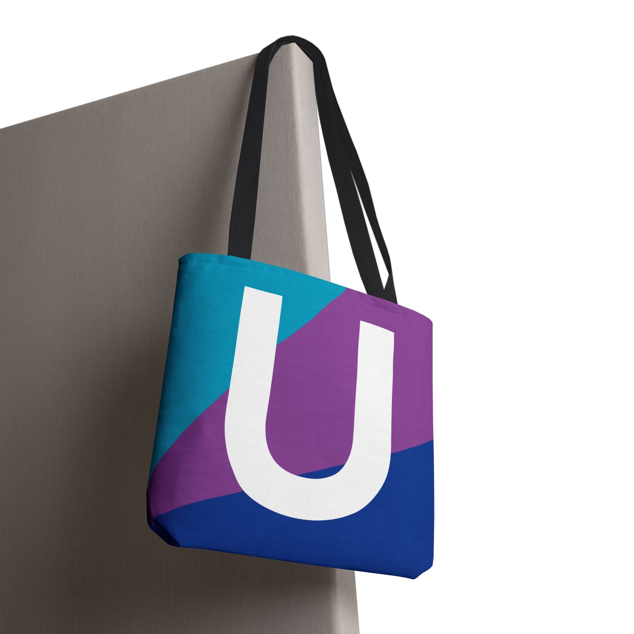 Monogram 'U' Colorblock Tote Bag — Personalized Initial U Shoulder Tote