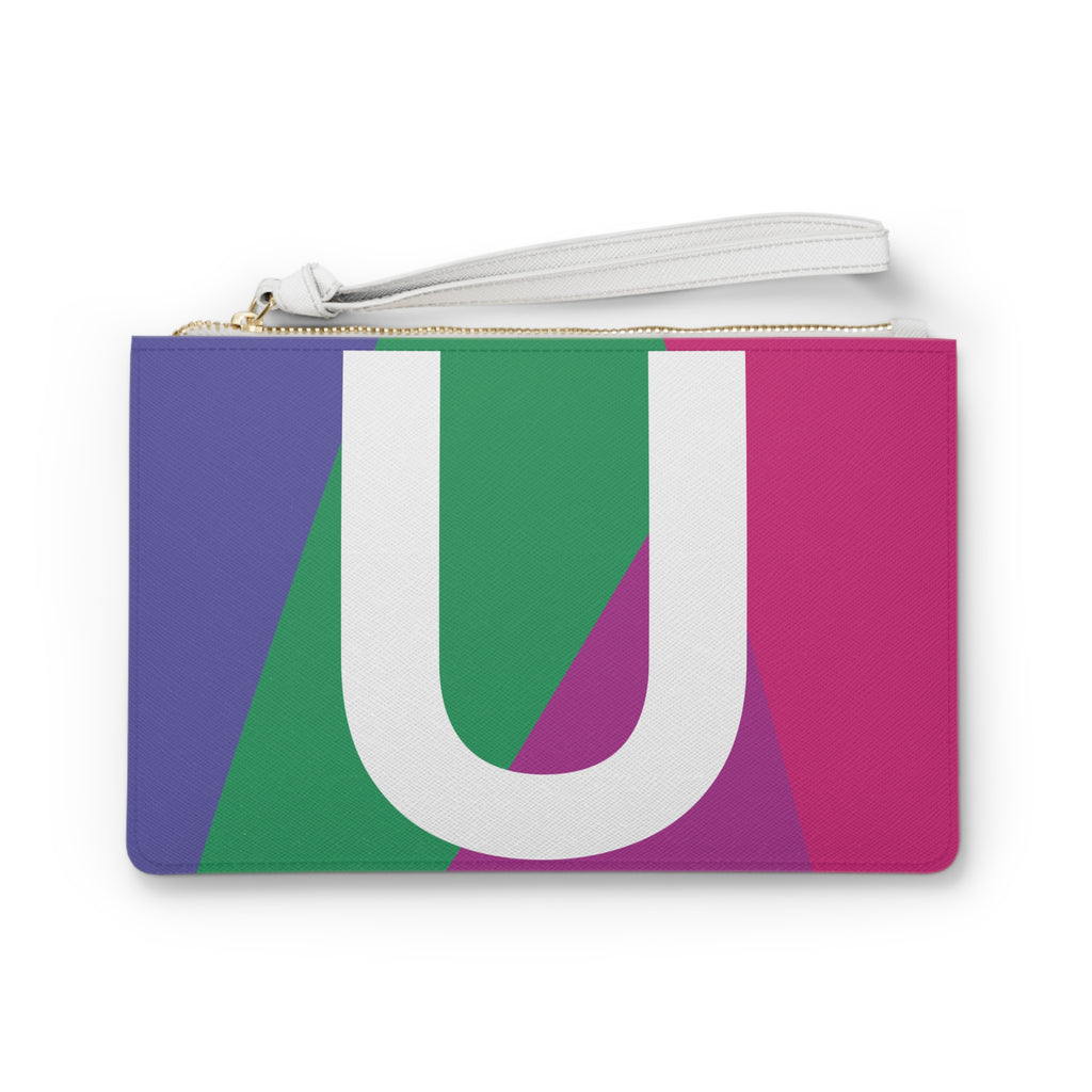 Monogram 'U' Colorblock Clutch Bag — Bold Geometric Wristlet for Everyday & Gifts