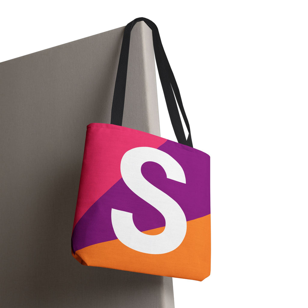 Monogram 'S' Colorblock Tote Bag — Personalized Initial S Shoulder Tote