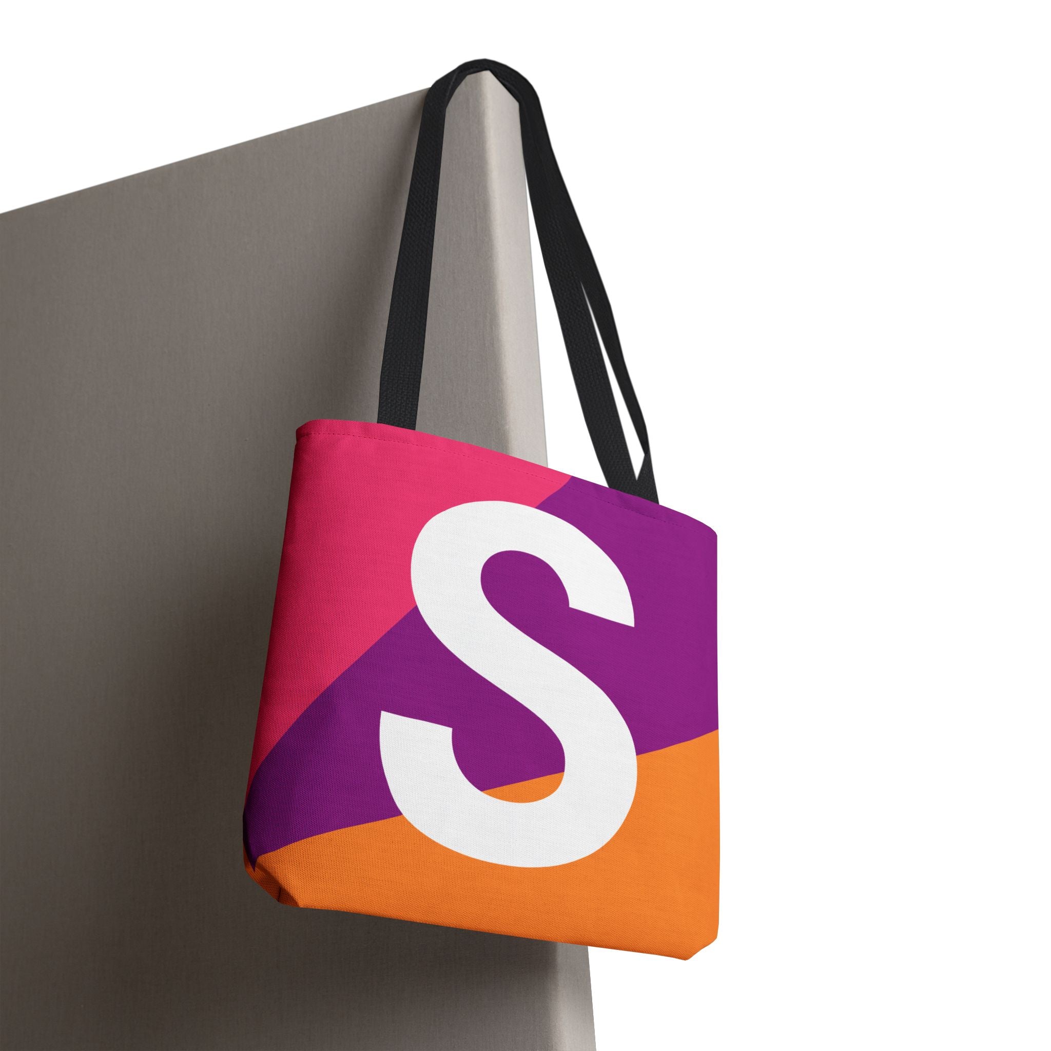 Monogram 'S' Colorblock Tote Bag — Personalized Initial S Shoulder Tote