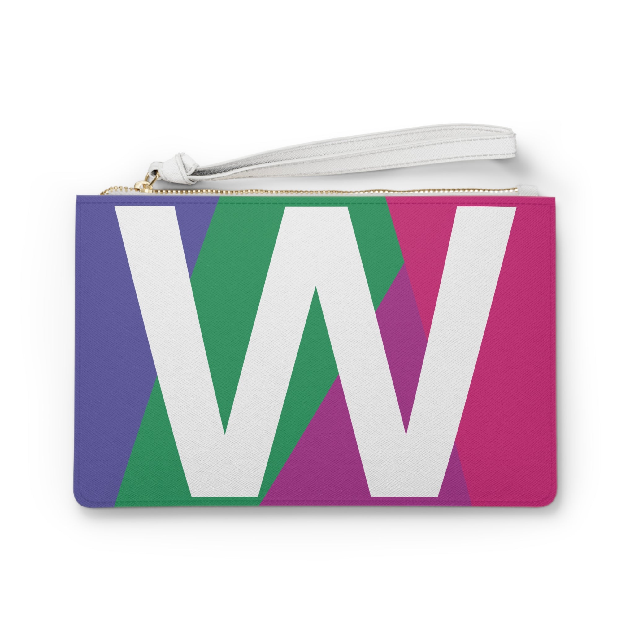 Monogram 'W' Colorblock Clutch Bag — Bold Geometric Wristlet for Everyday & Gifts