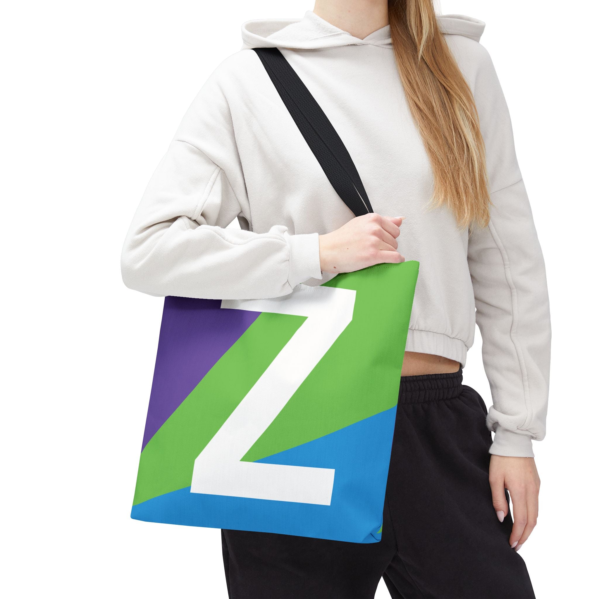 Monogram 'Z' Colorblock Tote Bag — Personalized Initial Z Shoulder Tote
