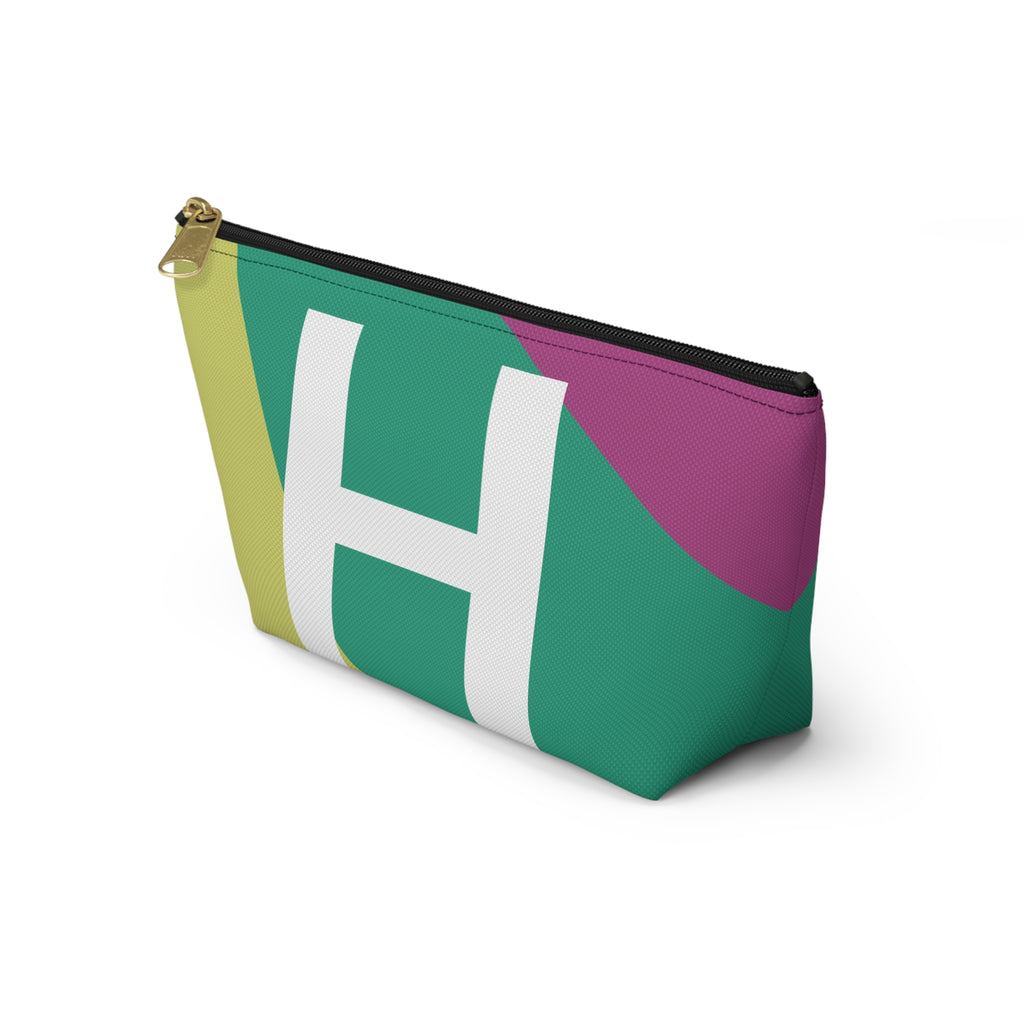 Initials Colorblock Accessory Pouch — Monogram H T-Bottom Cosmetic Bag