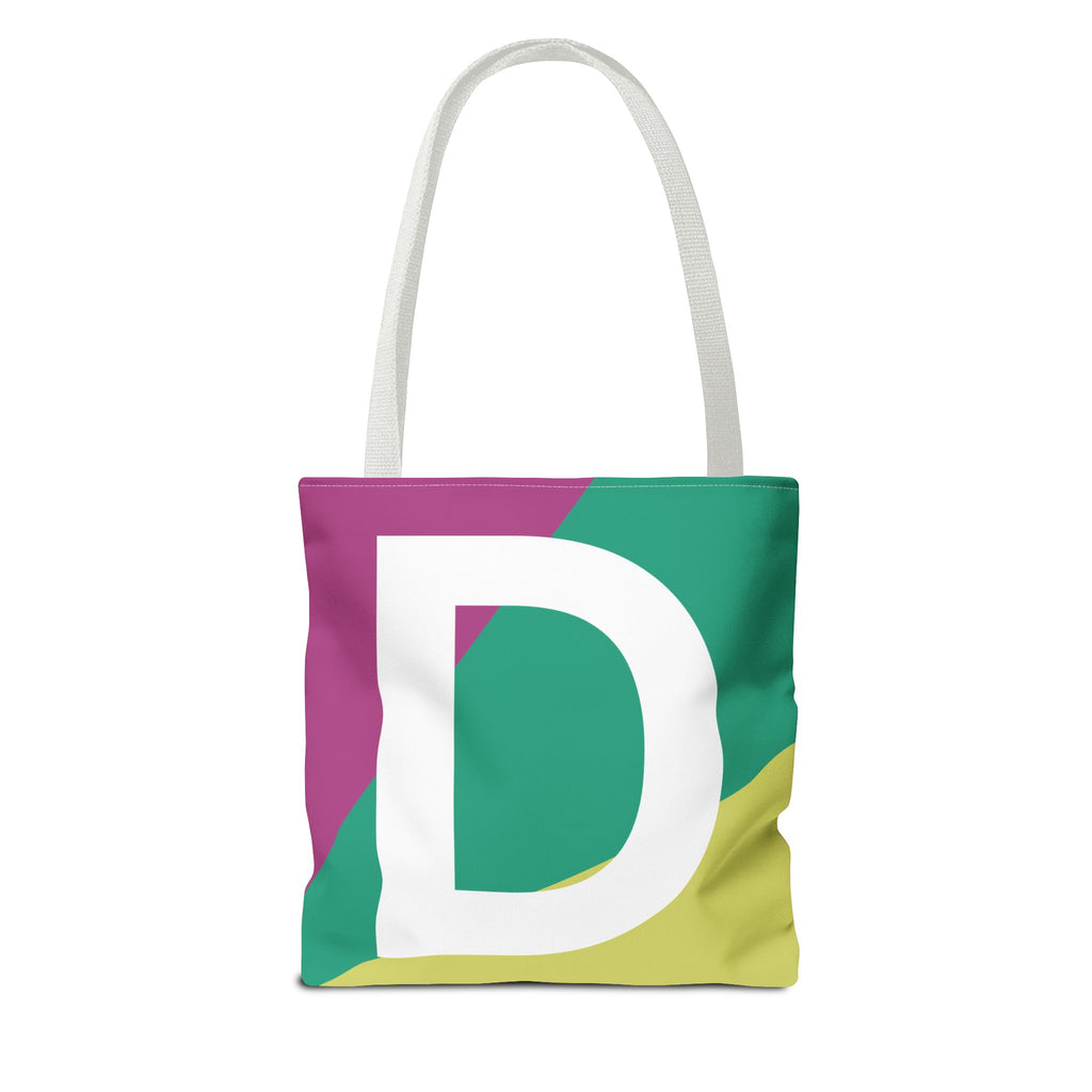 Monogram 'D' Colorblock Tote Bag — Personalized Initial D Shoulder Tote