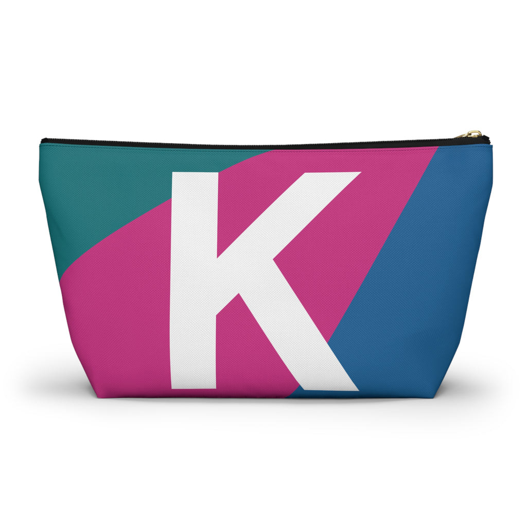 Initials Colorblock Accessory Pouch — Monogram K T-Bottom Cosmetic Bag
