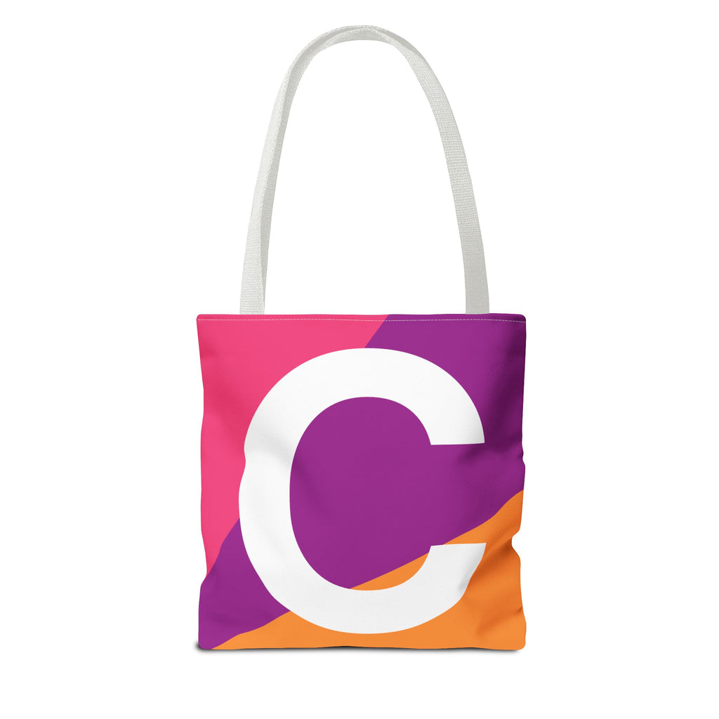 Monogram 'C' Colorblock Tote Bag — Personalized Initial C Shoulder Tote