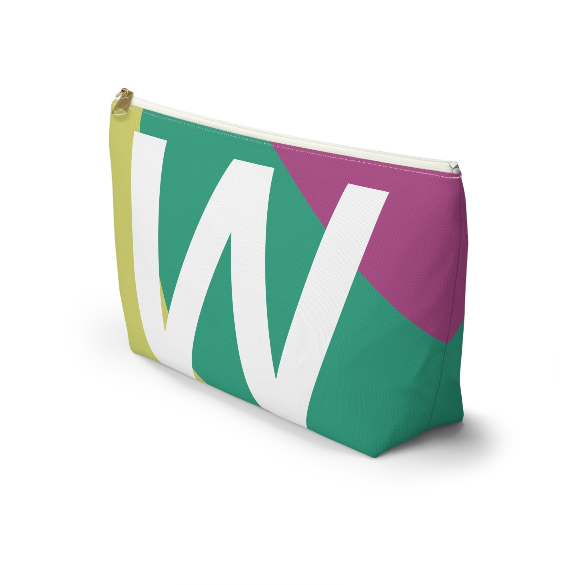Initials Colorblock Accessory Pouch — Monogram W T-Bottom Cosmetic Bag