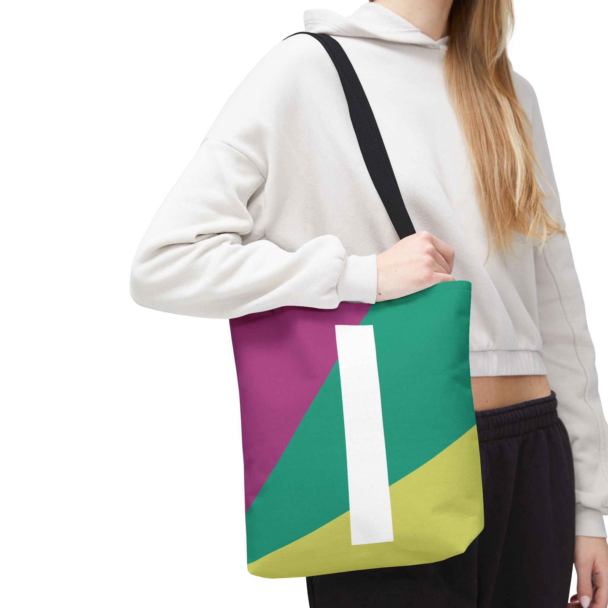 Monogram 'I' Colorblock Tote Bag — Personalized Initial I Shoulder Tote
