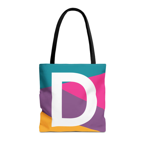 Monogram 'D' Colorblock Tote Bag — Personalized Initial D Shoulder Tote