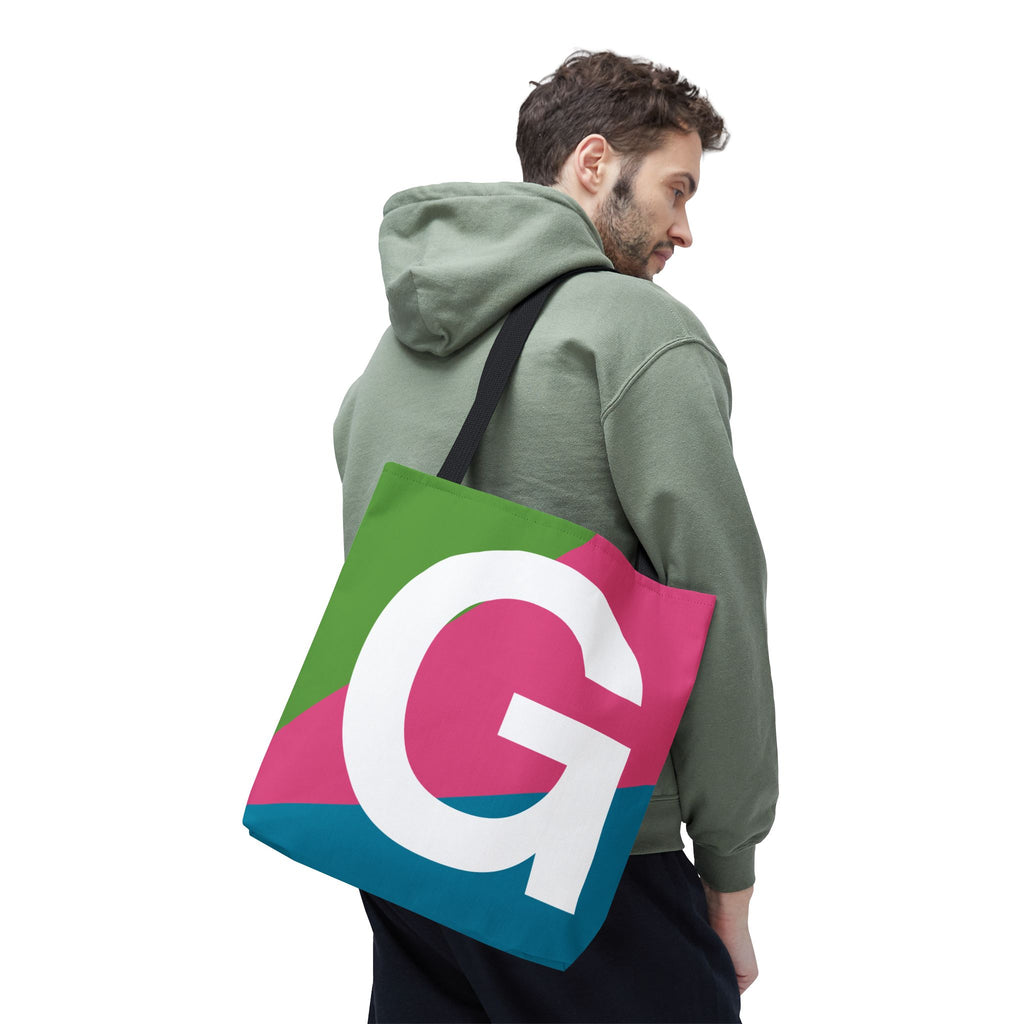 Monogram 'G' Colorblock Tote Bag — Personalized Initial G Shoulder Tote