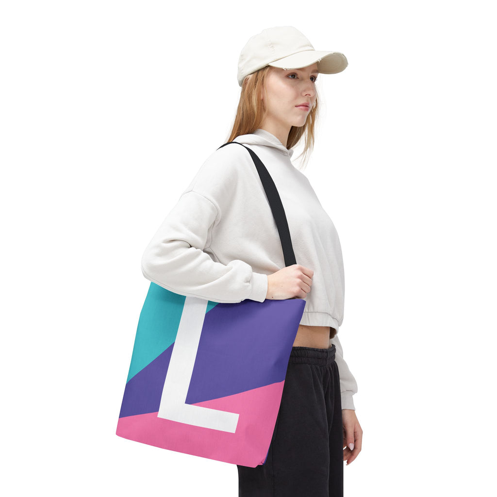 Monogram 'L' Colorblock Tote Bag — Personalized Initial L Shoulder Tote