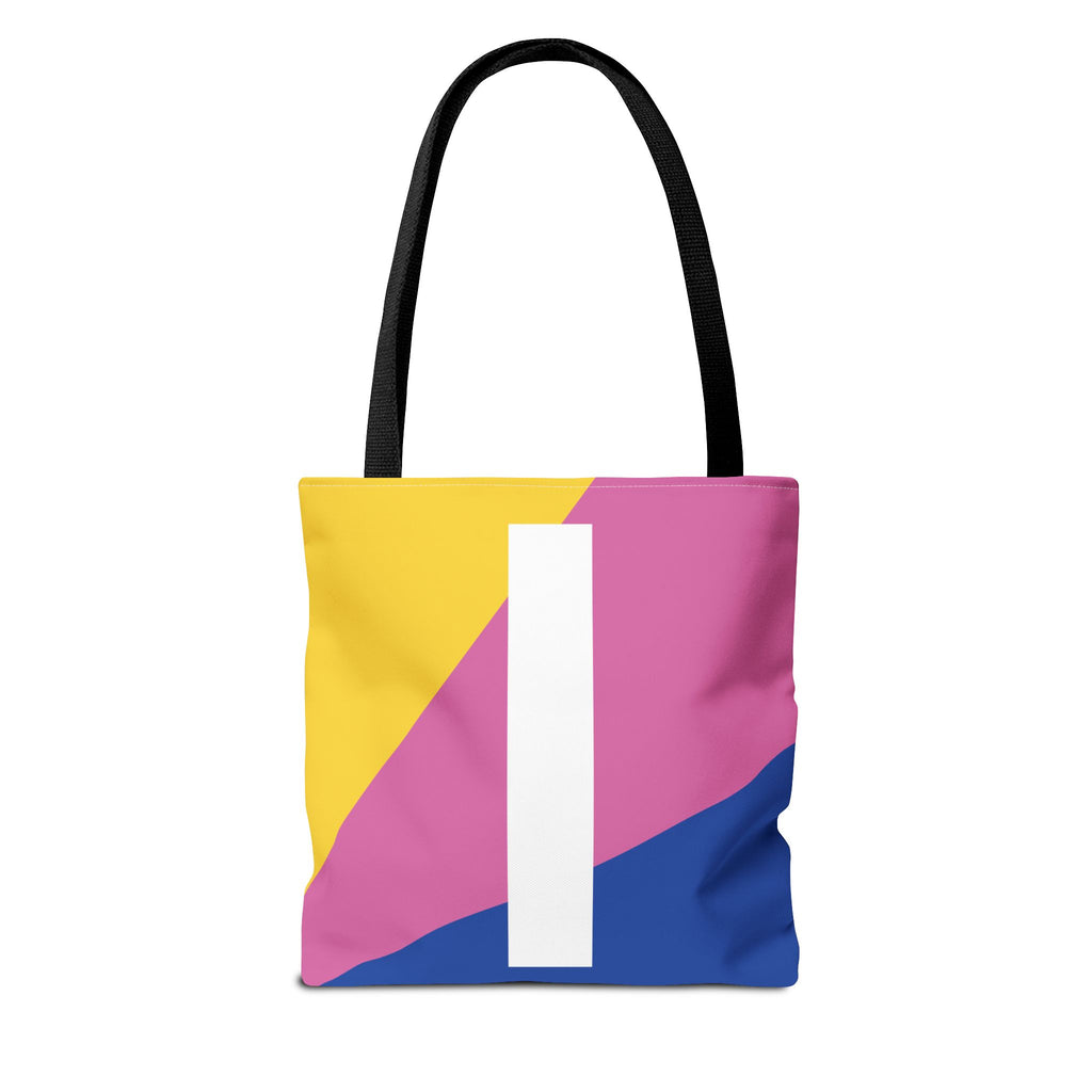 Monogram 'I' Colorblock Tote Bag — Personalized Initial I Shoulder Tote