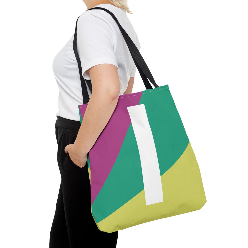 Monogram 'I' Colorblock Tote Bag — Personalized Initial I Shoulder Tote
