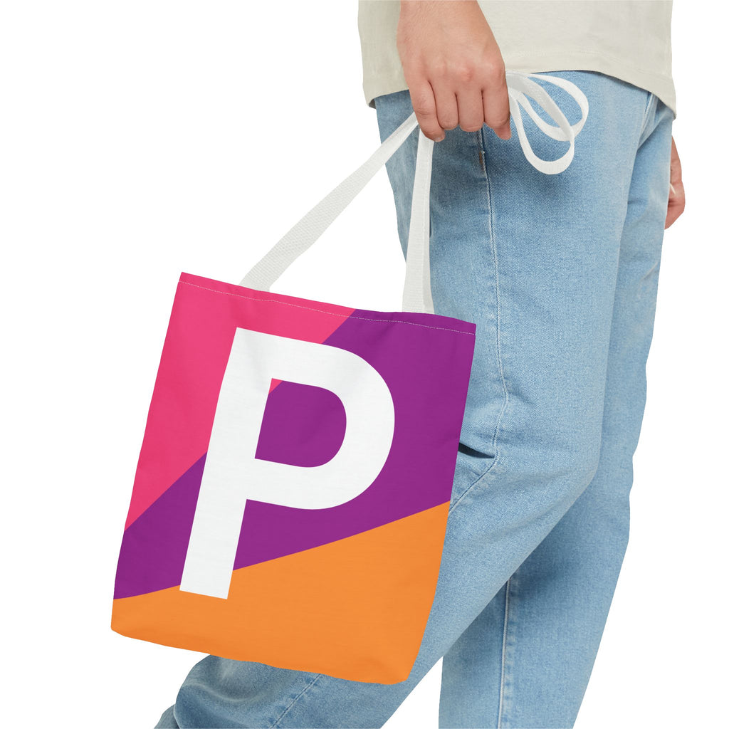 Monogram 'P' Colorblock Tote Bag — Personalized Initial P Shoulder Tote