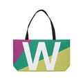Personalized 'W' Colorblock Tote Bag — Monogram Weekender Tote