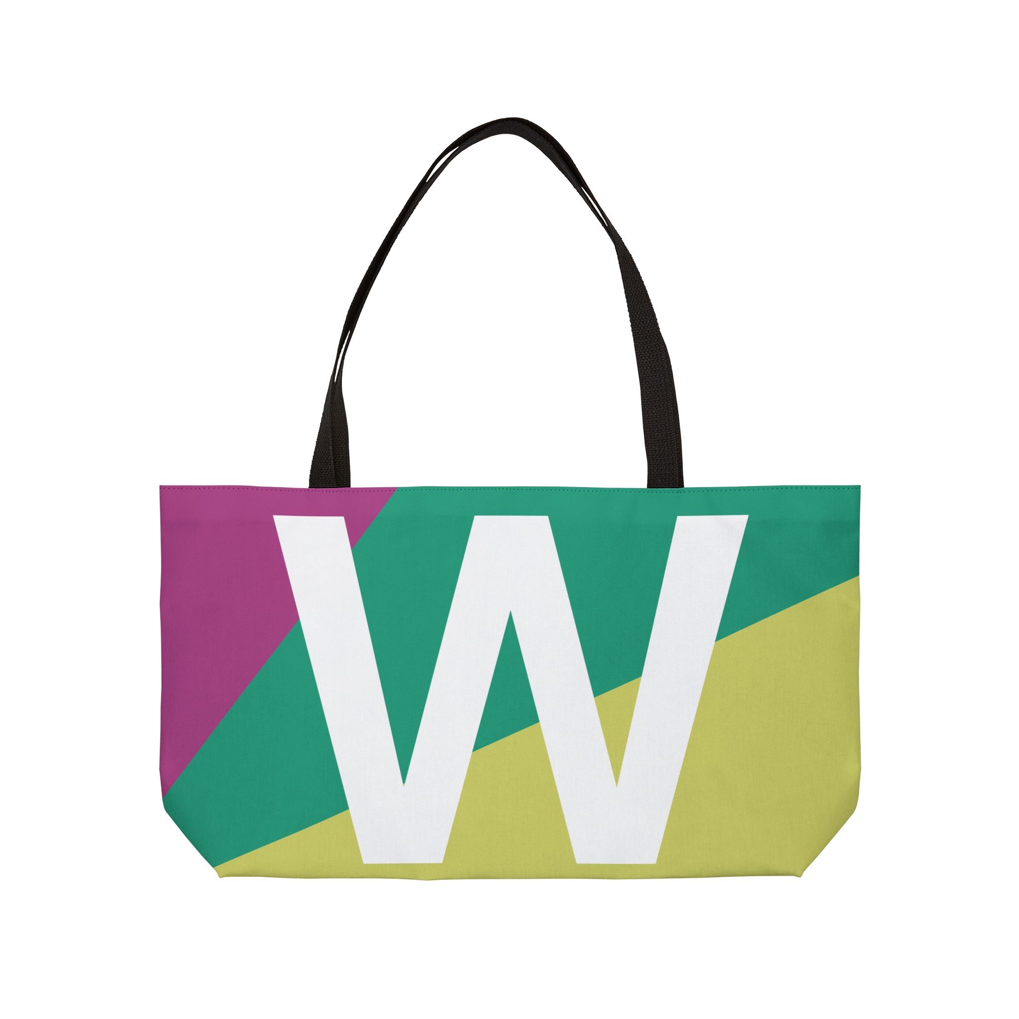 Personalized 'W' Colorblock Tote Bag — Monogram Weekender Tote