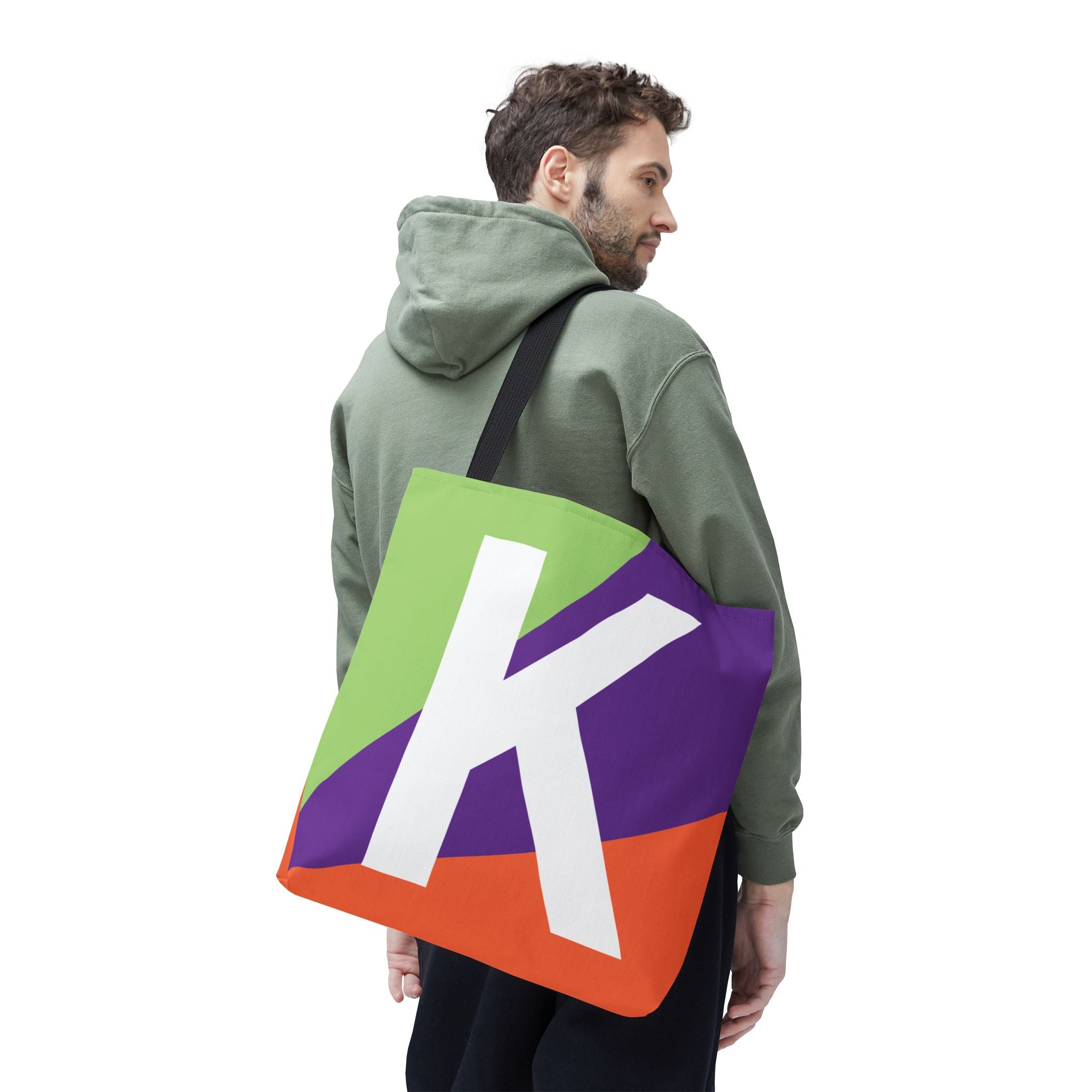Monogram 'K' Colorblock Tote Bag — Personalized Initial K Shoulder Tote