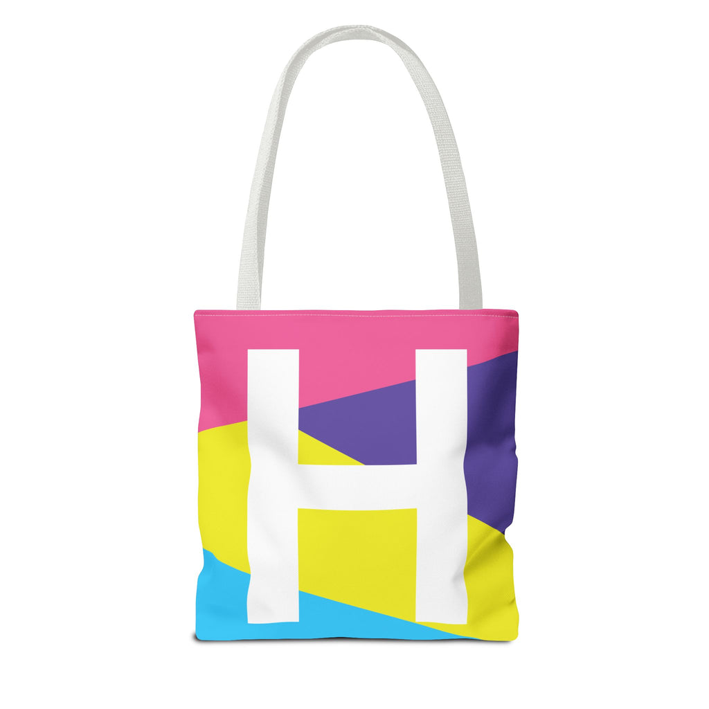 Monogram 'H' Colorblock Tote Bag — Personalized Initial H Shoulder Tote
