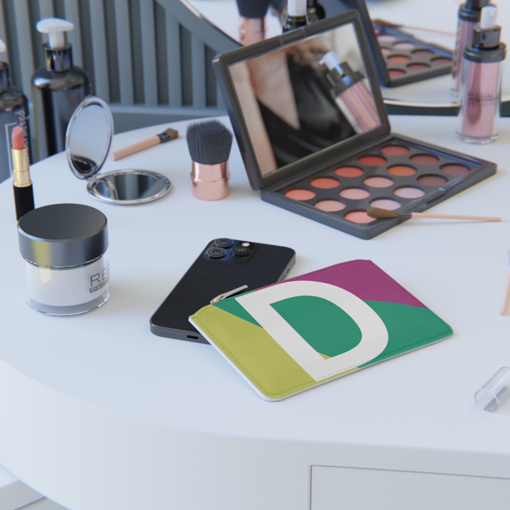 Initial D Mini Clutch — Colorblock Monogram Wristlet Wallet