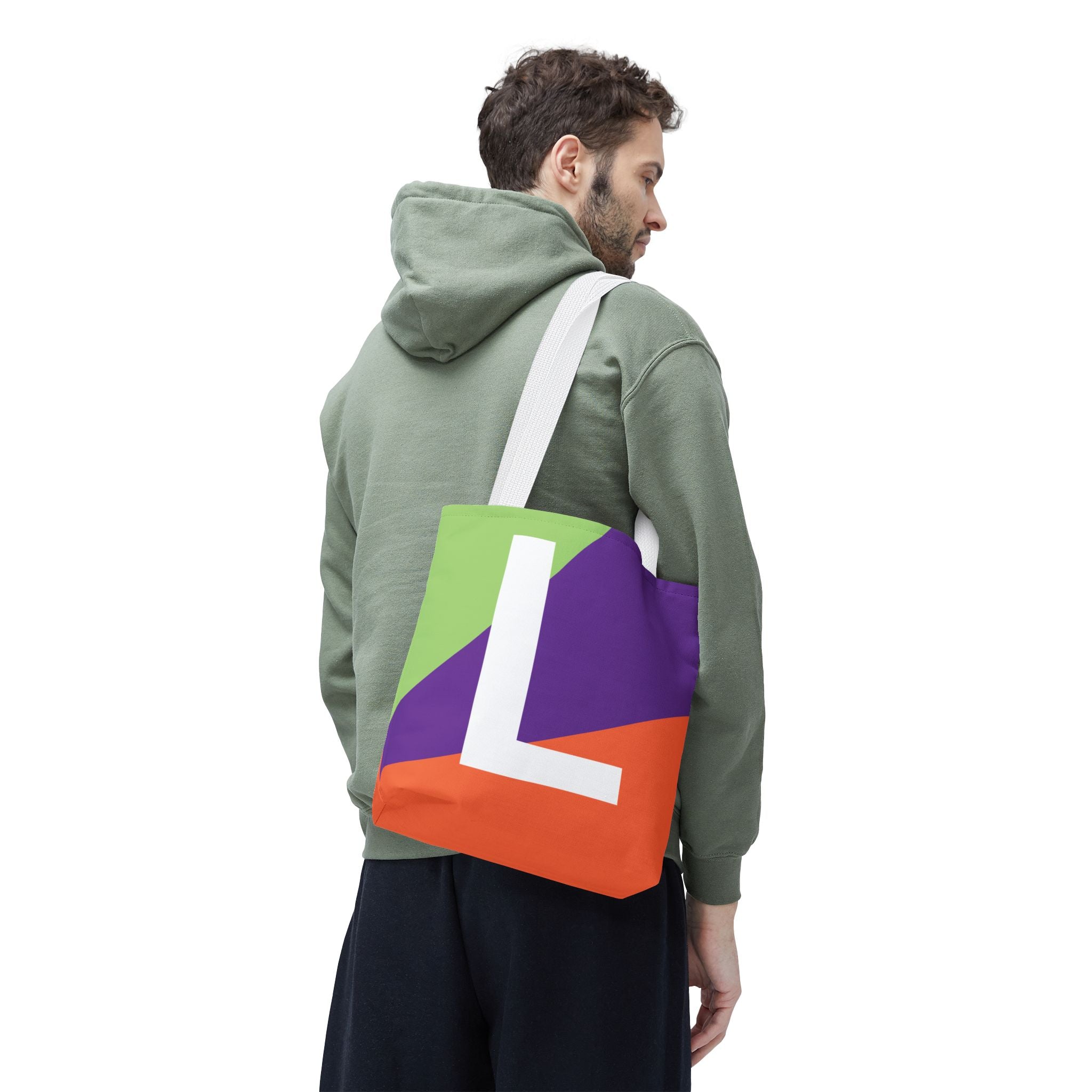 Monogram 'L' Colorblock Tote Bag — Personalized Initial L Shoulder Tote
