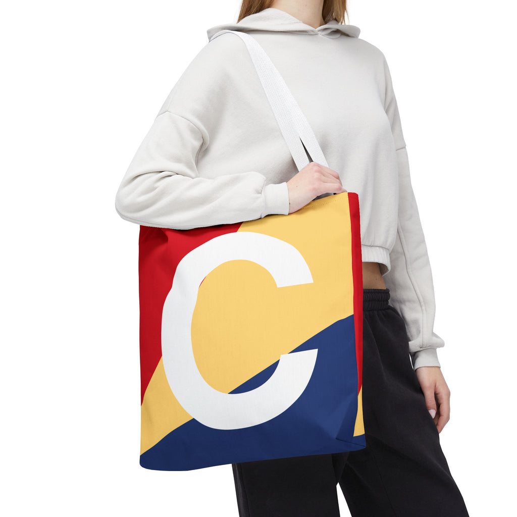 Monogram 'C' Colorblock Tote Bag — Personalized Initial C Shoulder Tote