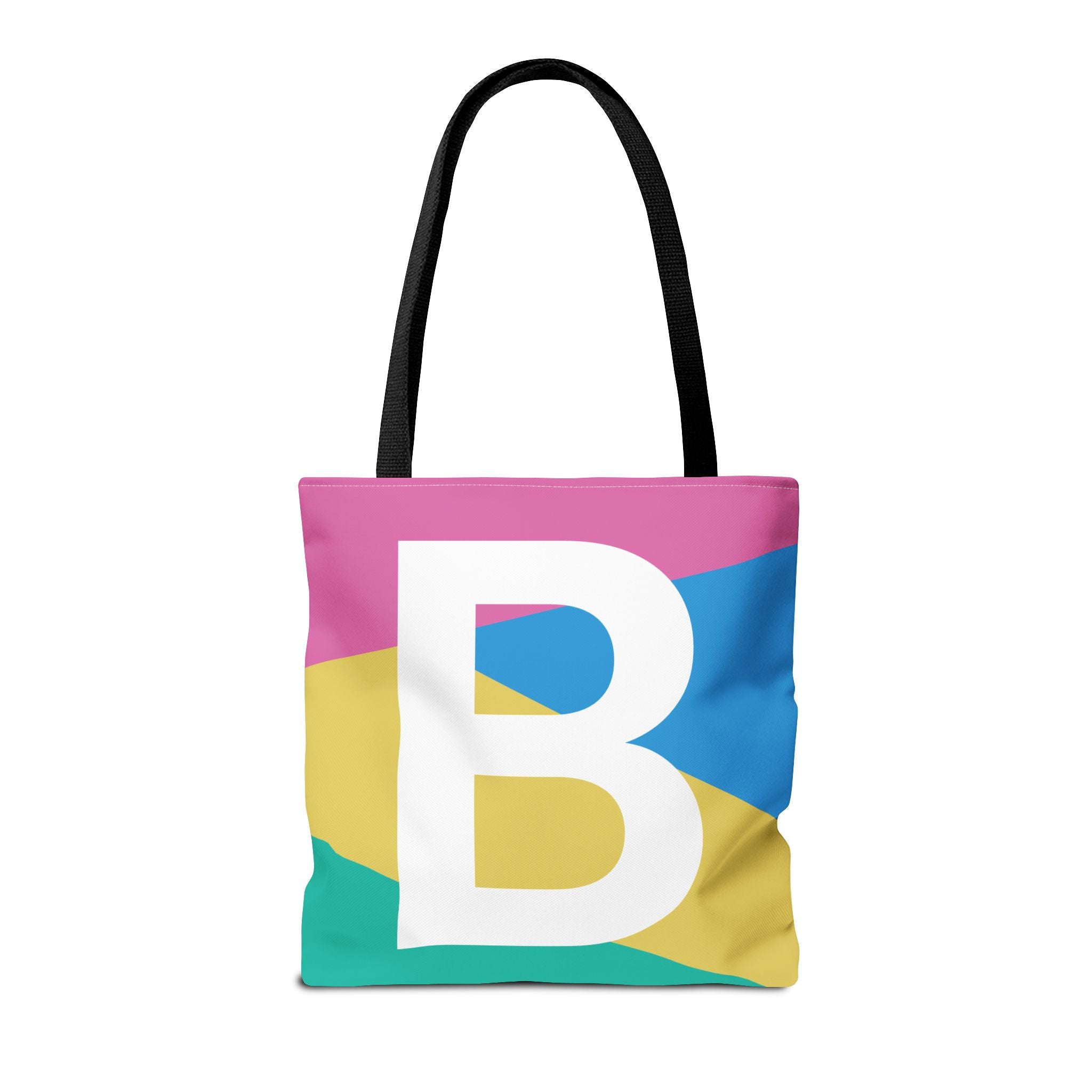 Monogram 'B' Colorblock Tote Bag — Personalized Initial B Shoulder Tote
