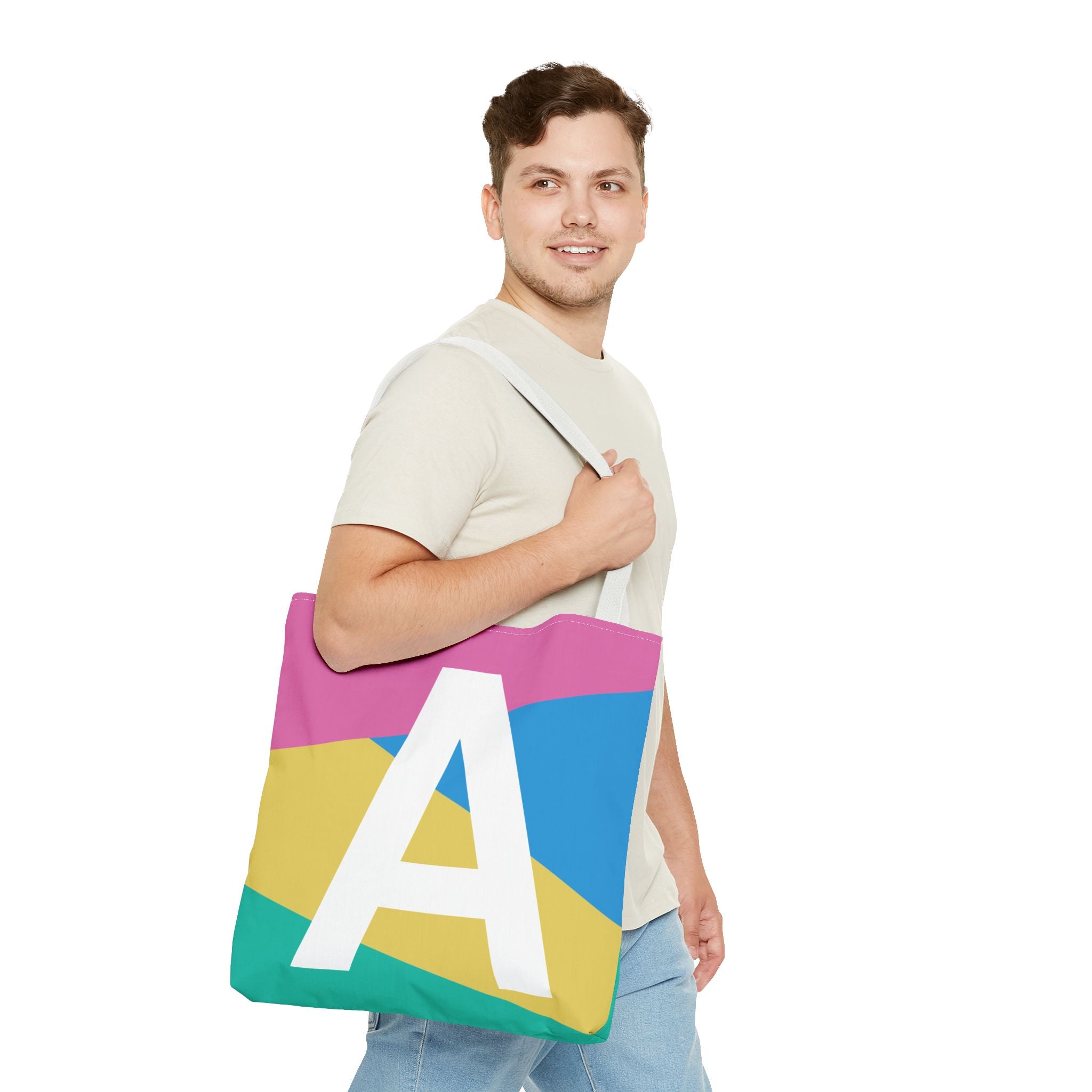 Monogram 'A' Colorblock Tote Bag — Personalized Initial A Shoulder Tote