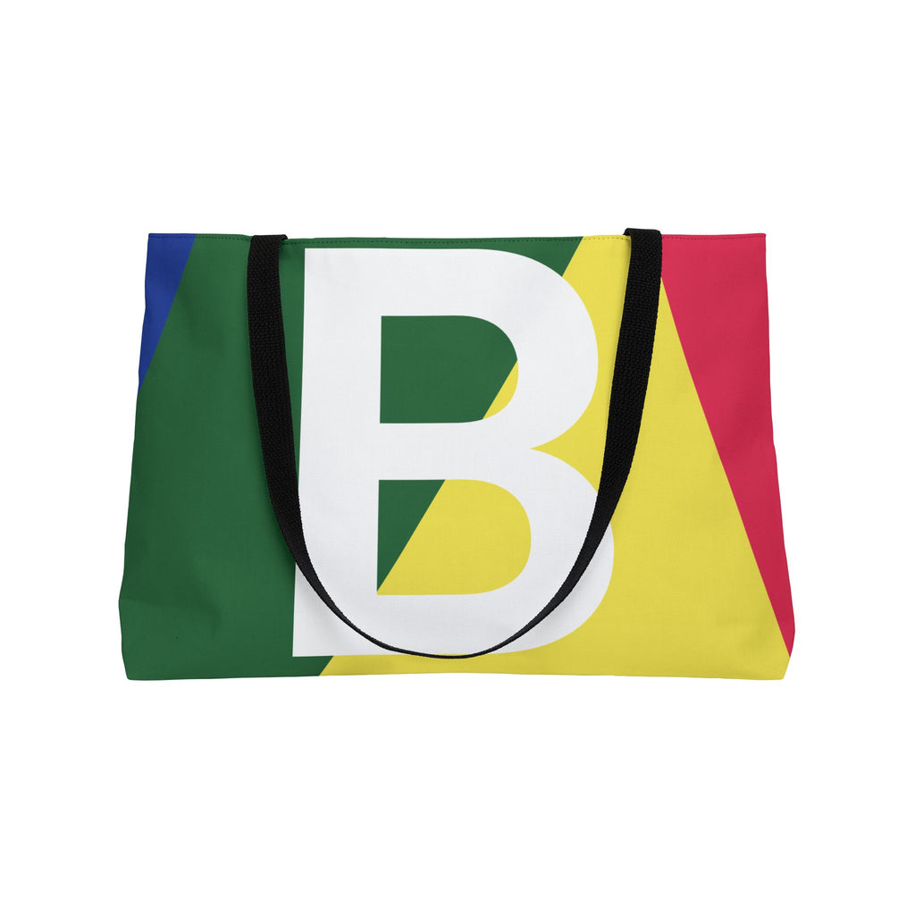 Personalized 'B' Colorblock Tote Bag — Monogram Weekender Tote