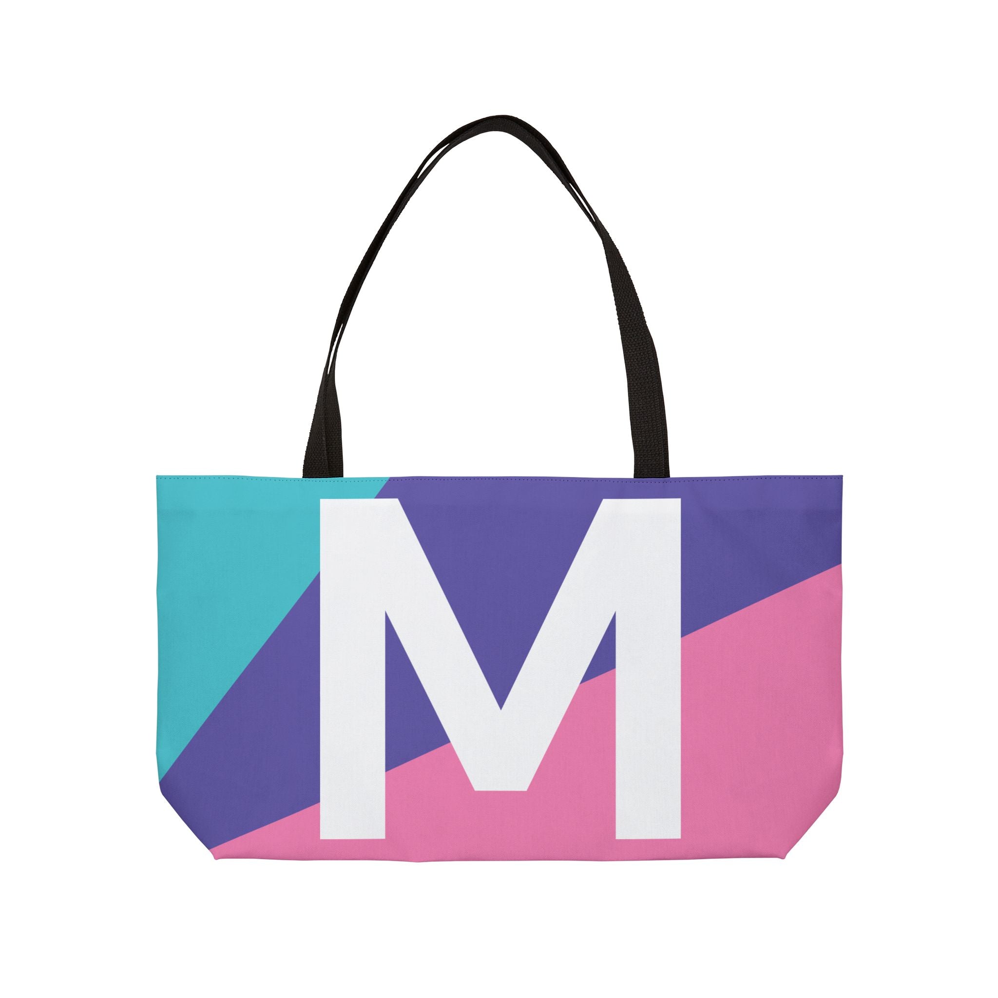 Personalized 'M' Colorblock Tote Bag — Monogram Weekender Tote