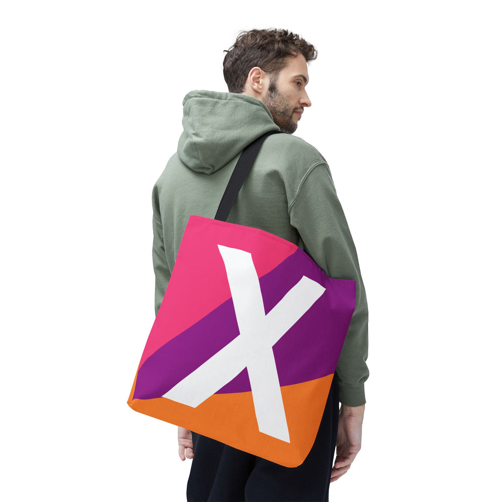 Monogram 'X' Colorblock Tote Bag — Personalized Initial X Shoulder Tote