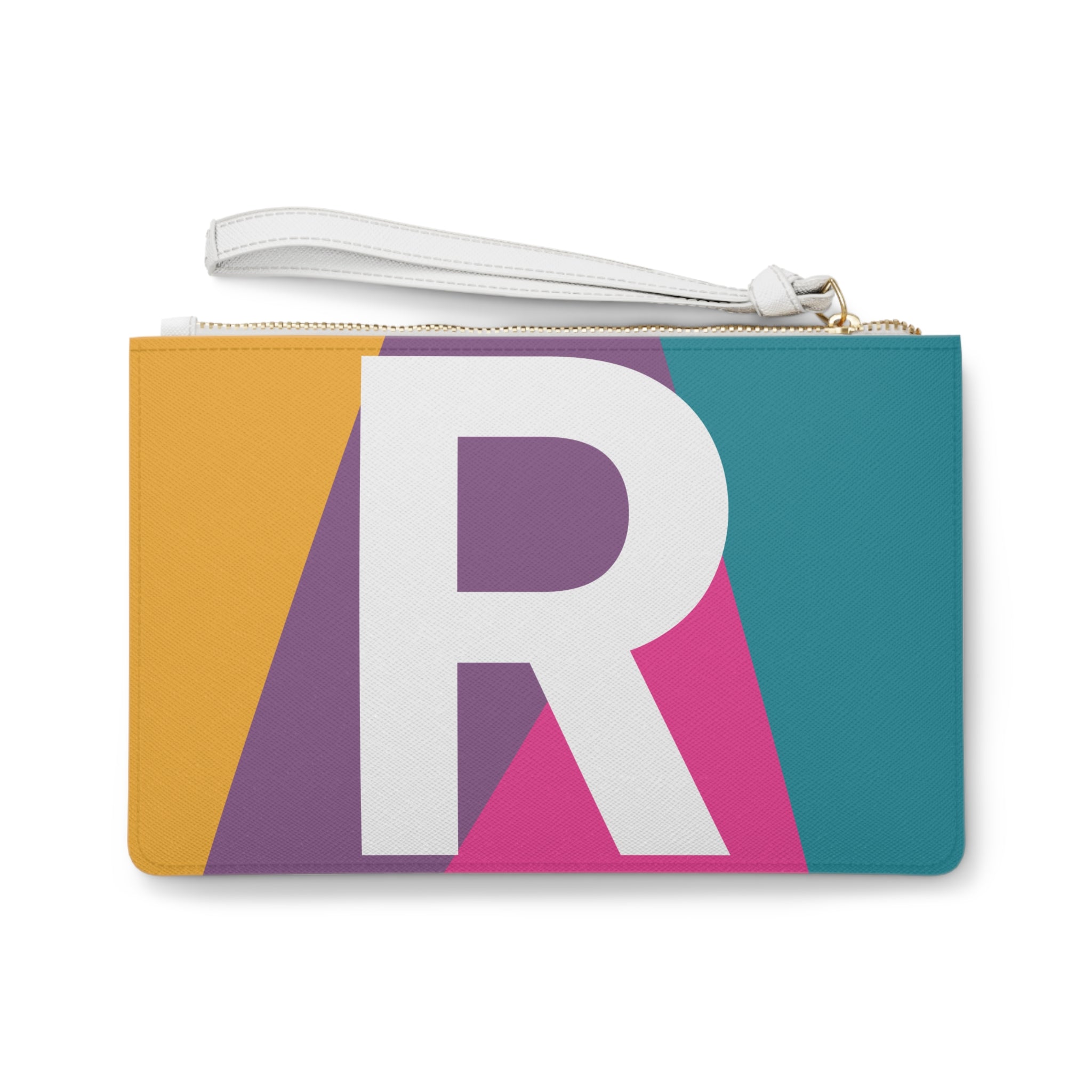 Monogram 'R' Colorblock Clutch Bag — Bold Geometric Wristlet for Everyday & Gifts