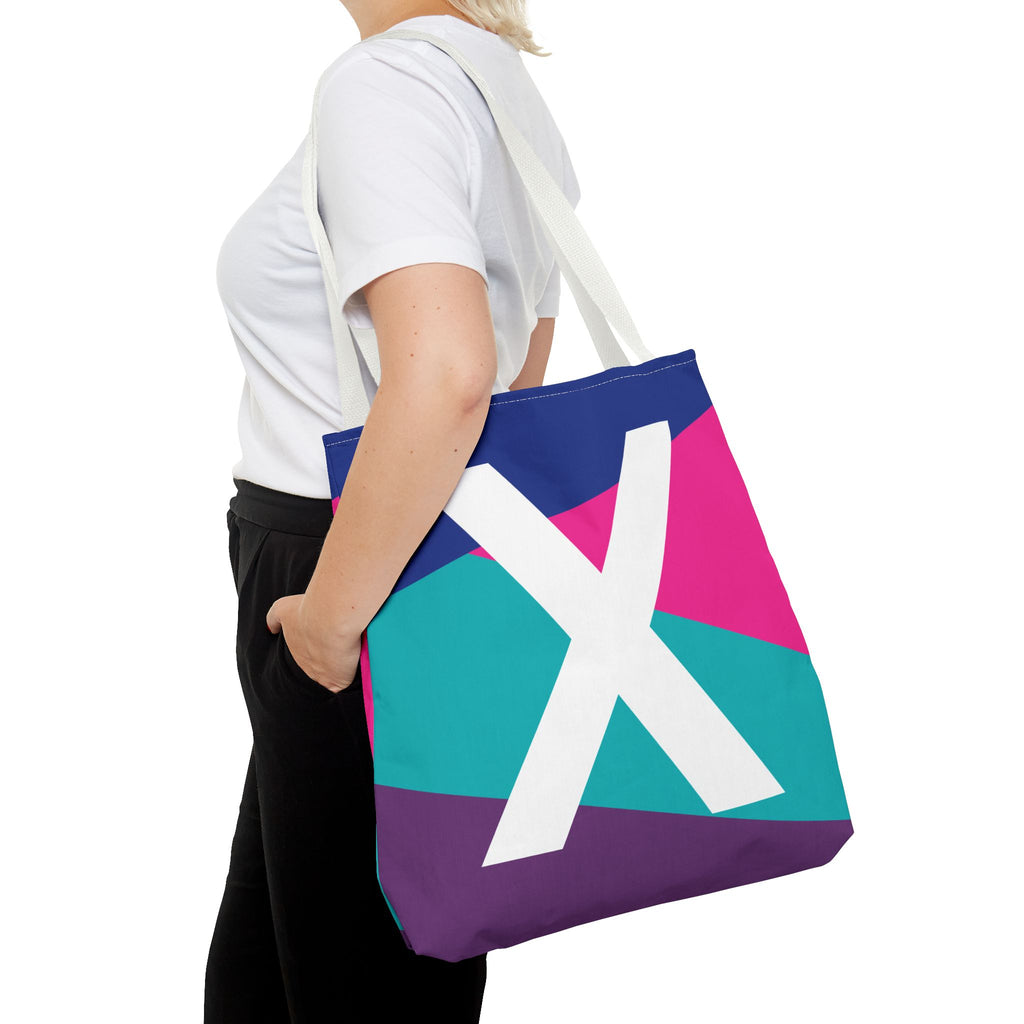 Monogram 'X' Colorblock Tote Bag — Personalized Initial X Shoulder Tote